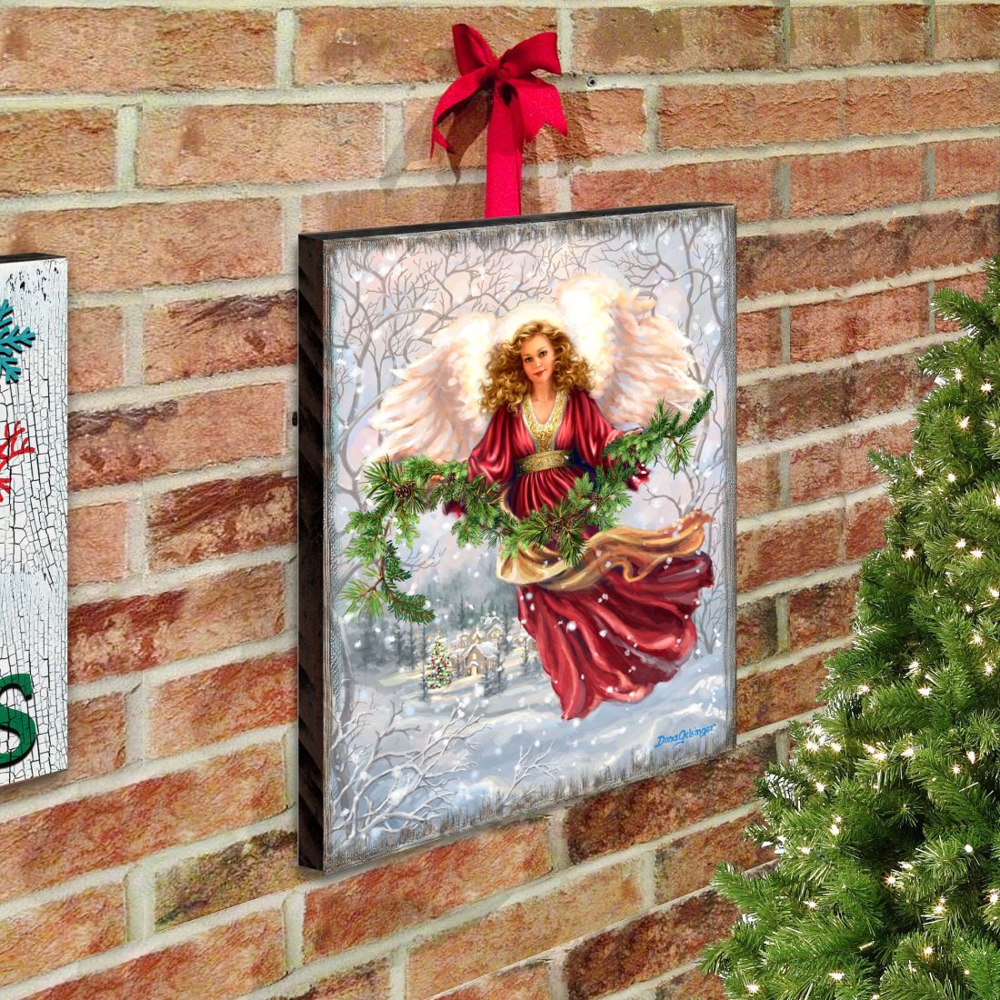 Snowfall Angel Art Wooden Wall Art by D. Gelsinger - Nativity Holiday Decor - 95681B-DG