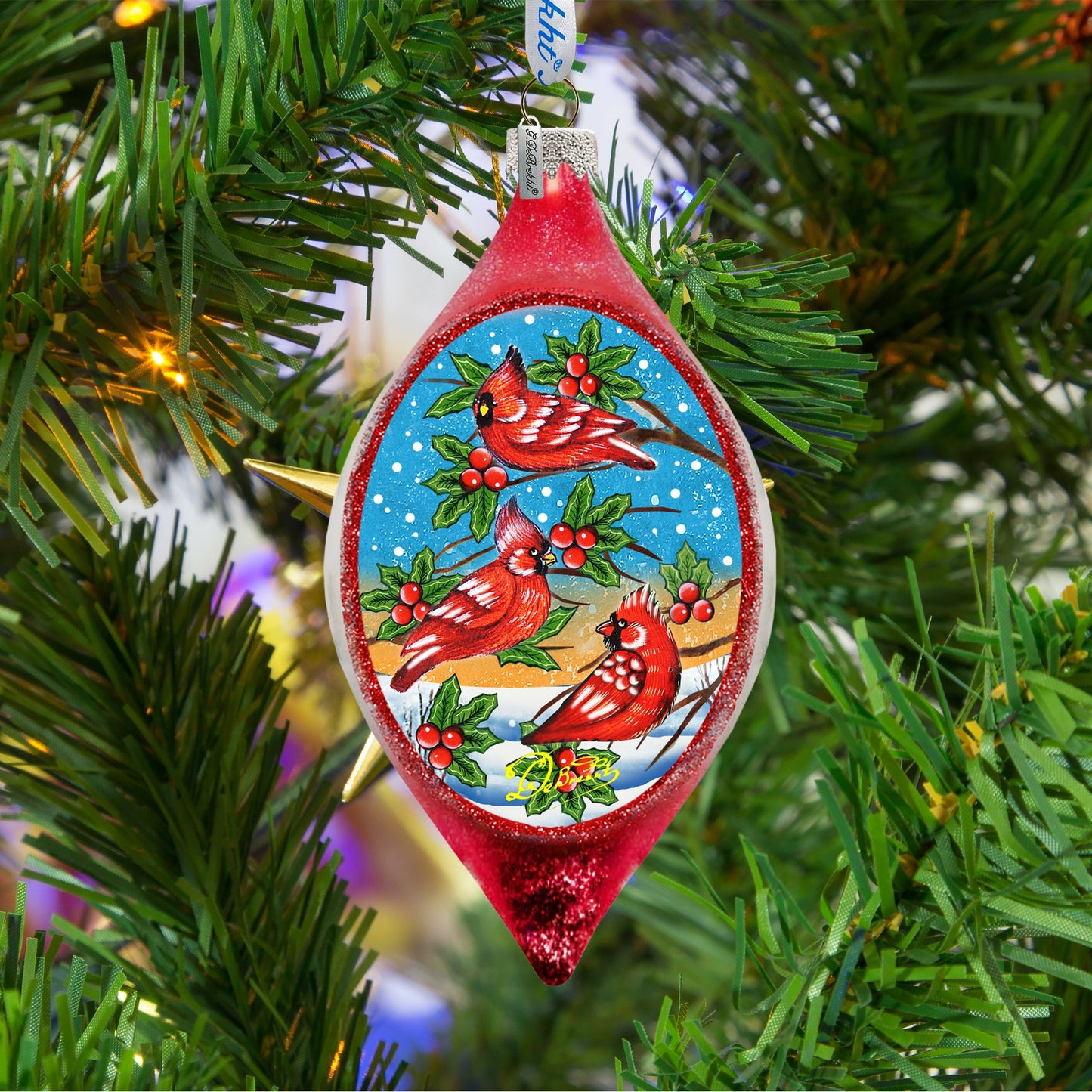Cardinal Friends Drop Glass Ornament by G. DeBrekht - Christmas Décor - 757-037
