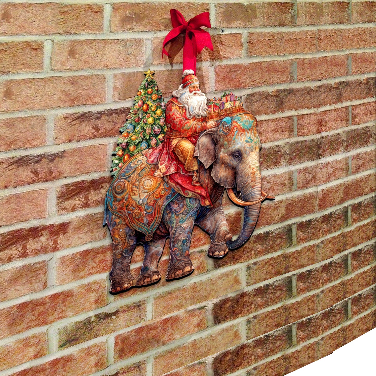 Santa on Elephant Holiday Door Decor  by G. Debrekht - Christmas Decor - 8611043-2H