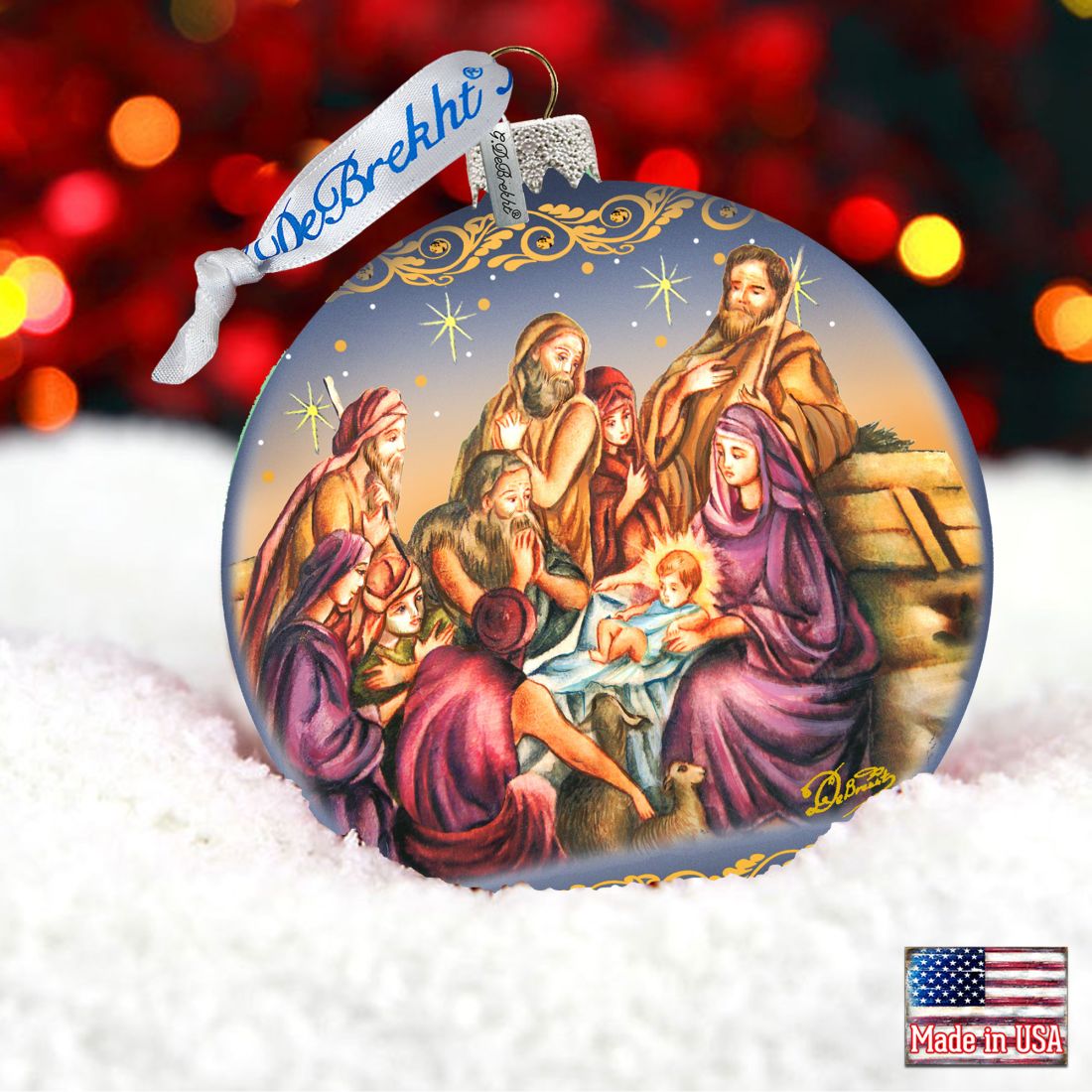Nostalgic Family Nativity Glass Ornament Limited Edition by G. DeBrekht - Nativity Holiday Decor - 73881