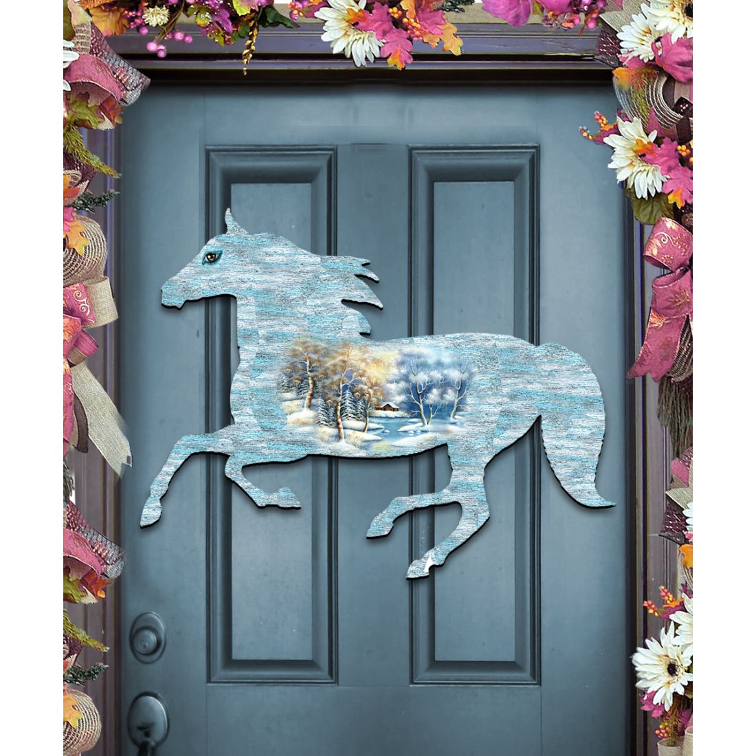 Running Horse Wildlife Door Decor - G. DeBrekht - Wildlife Holiday Decor - 8198152H