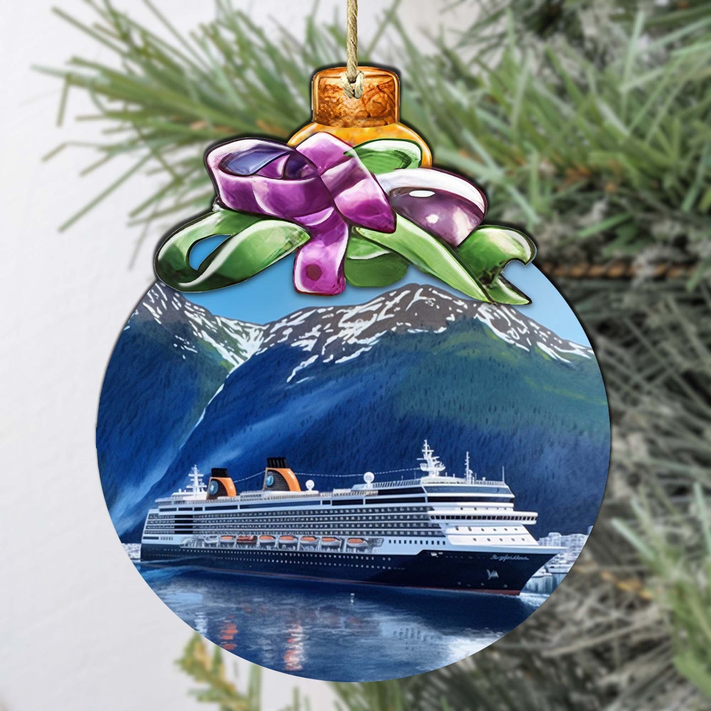 Alaskan Cruise Adventure Wooden Ornaments by G.Debrekht - Wildlife Holiday Decor - 870032