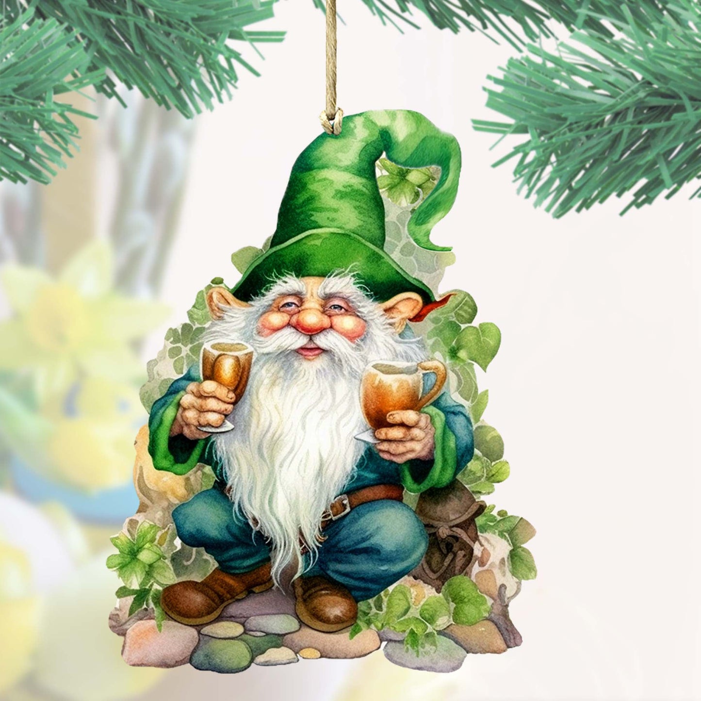 Lucky Leprechaun Wooden Ornaments by G. DeBrekht Easter Spring Decor - 8652778