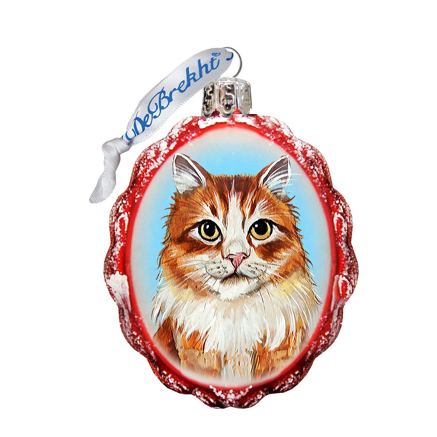 Red Tab with Curios Glance Mercury Glass Ornament by G. DeBrekht - Pets Dog and Cats Decor - 774012