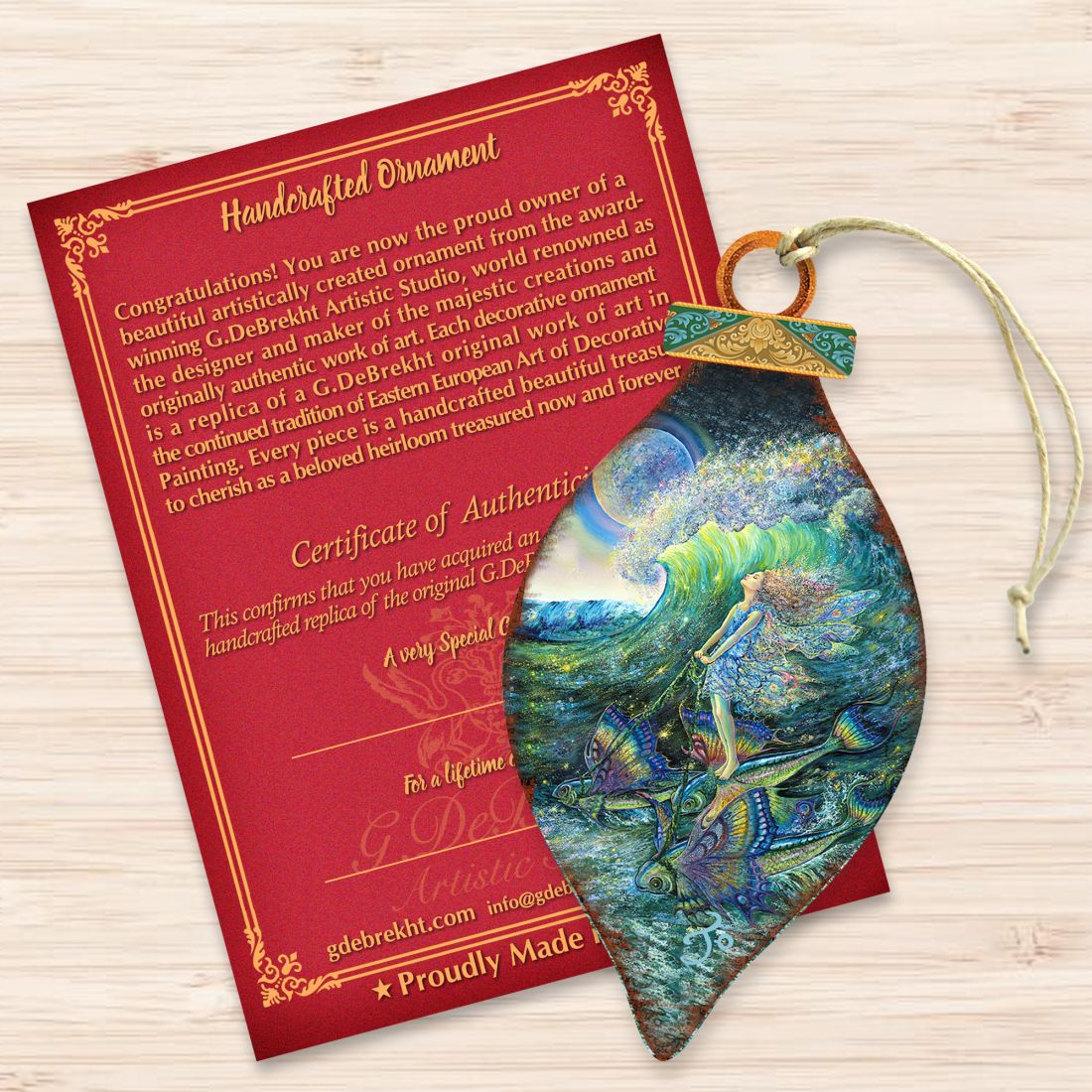 Surfers Dream Wooden Ornaments by Josephine Wall - Coastal Sea-Life Decor - 845622-JW