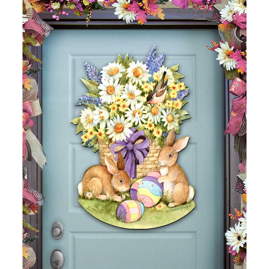 Spring Bunny Easter Door Decor by Susan Winget - Easter Spring Decor - 8471301H-SW