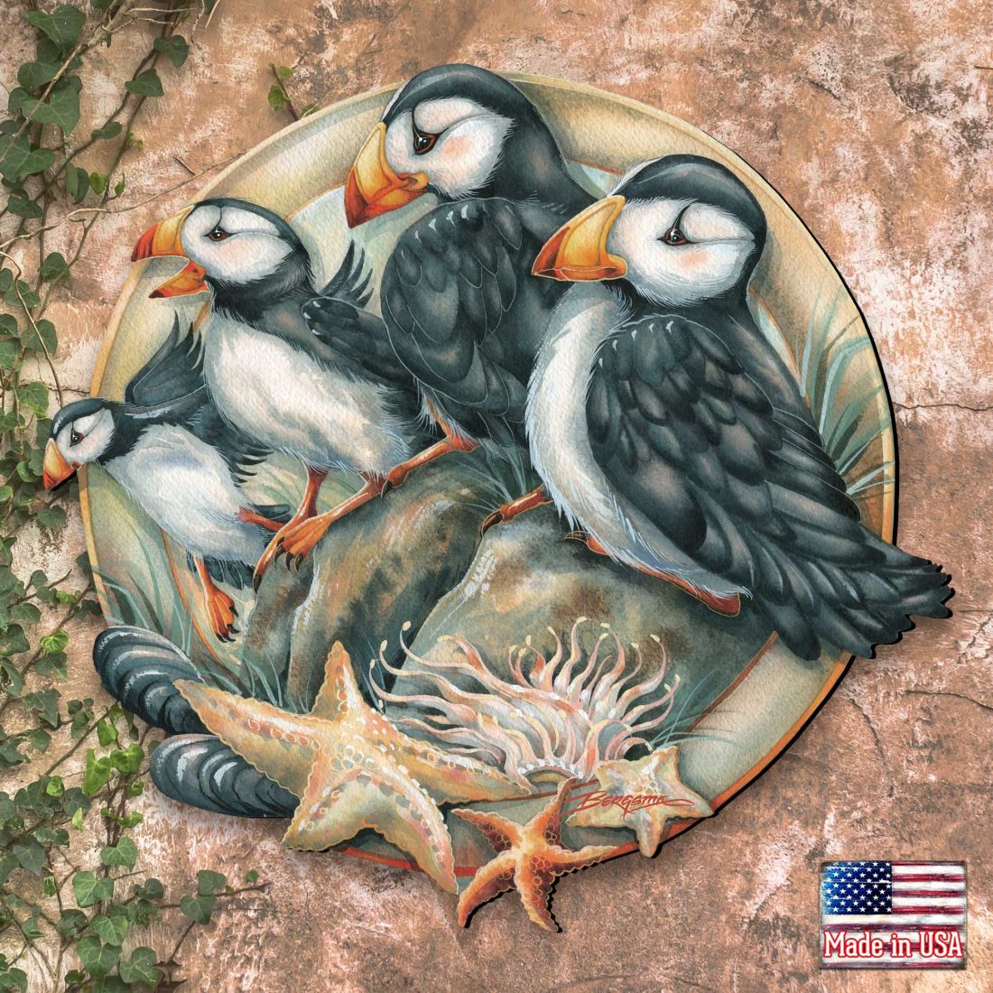 Send in the Clowns Puffins Wall Art by J. Bergsma - Wildlife Holiday Decor - 8591848W-JB