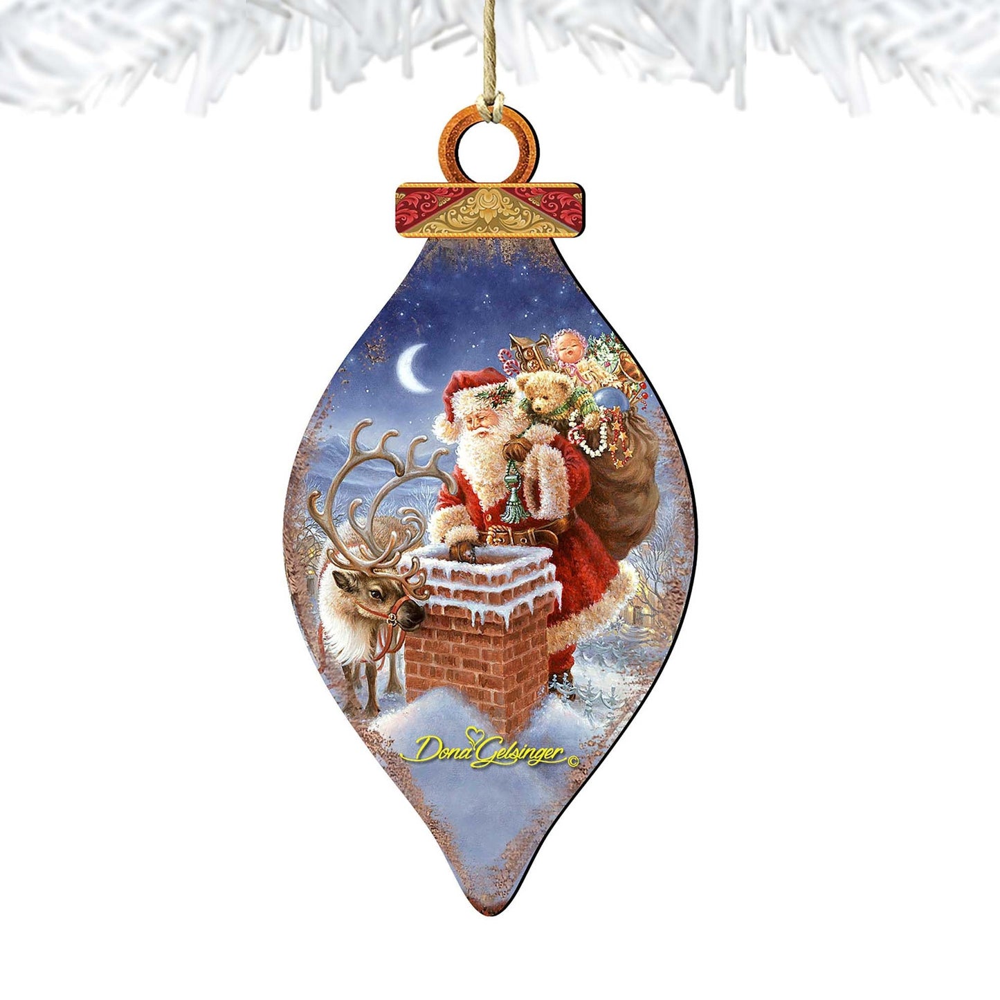 Faithful Friends Santa Wooden Ornaments by Gelsinger - Christmas Santa Snowman Decor - 8041050-0105