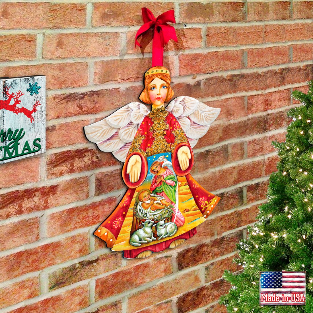 Mary And Joseph Angel Nativity Door Decor by G. DeBrekht - Nativity Holiday Decor - 8154109H