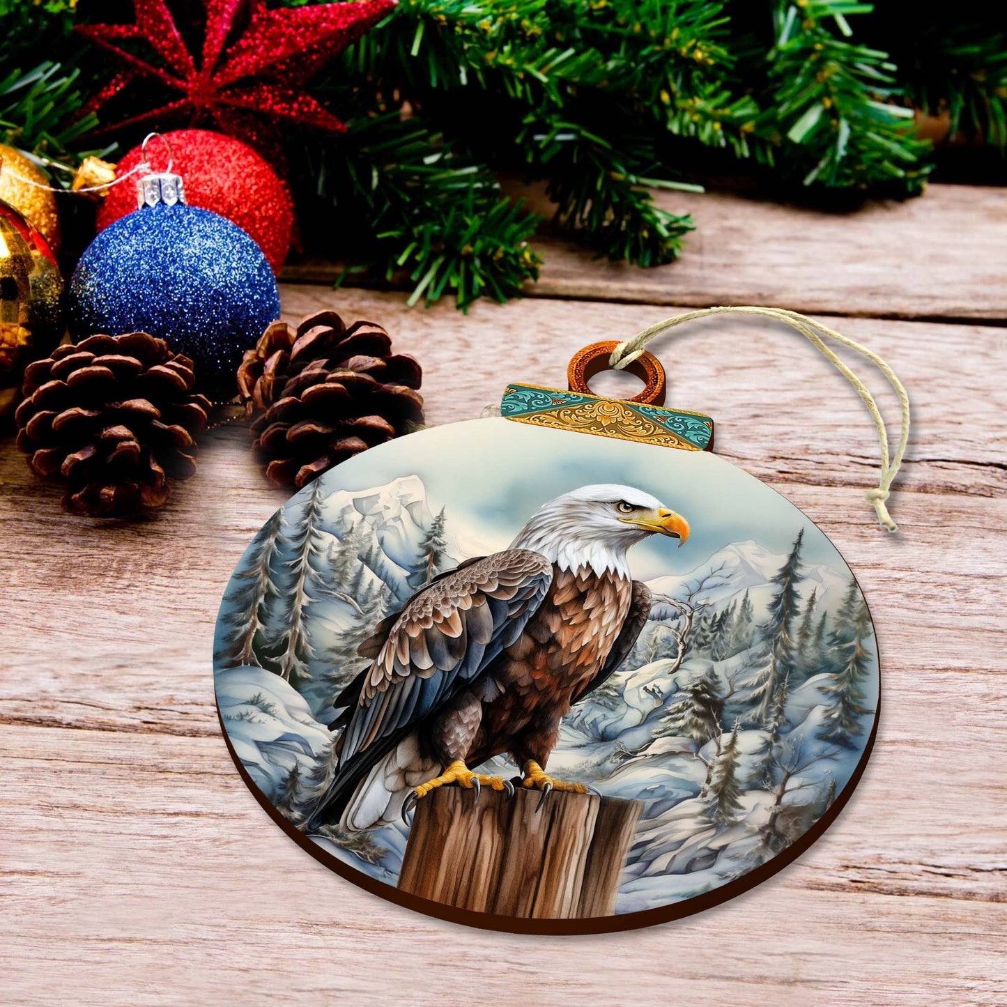 Bald Eagle in Alaska Wooden Ornaments by G.Debrekht - Wildlife Holiday Decor - 870061