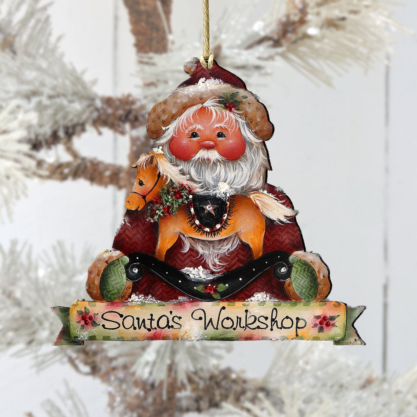 Santa's Workshop Wooden Ornaments by Jamie Mills-Price Christmas Santa Snowman Decor - 8611068-2-MP