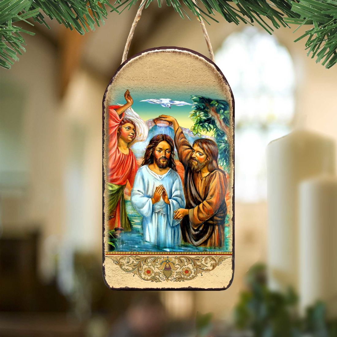 Christening Religious Christian Sacred Icon Ornament - Inspirational Icon Decor - 87043