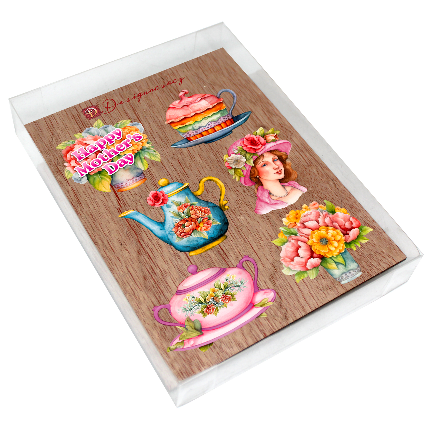 Happy Mother's Day Decorative Wooden Clip-on Ornaments Set of 6 by G. Debrekht - Love Family Decor - 8090059C-S6