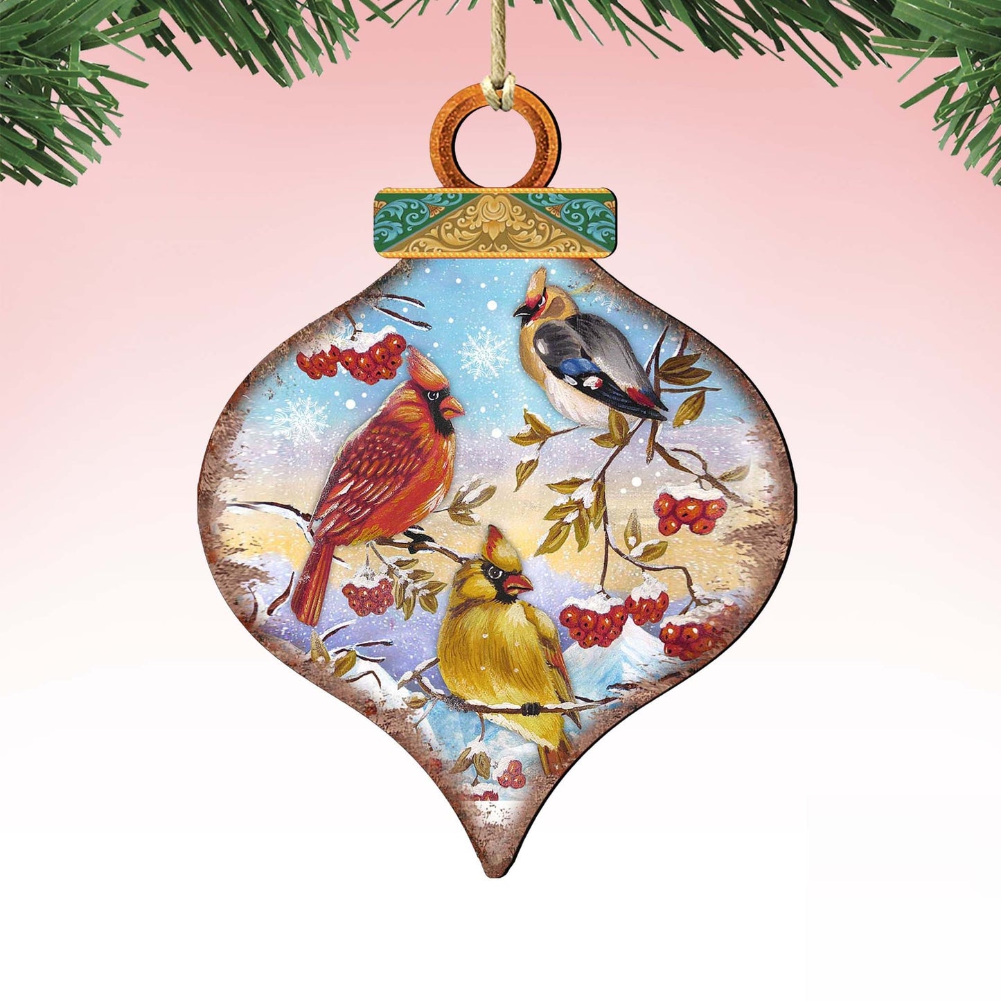 Birds Drop Wooden Ornaments by G. DeBrekht - Christmas Decor - 8035222