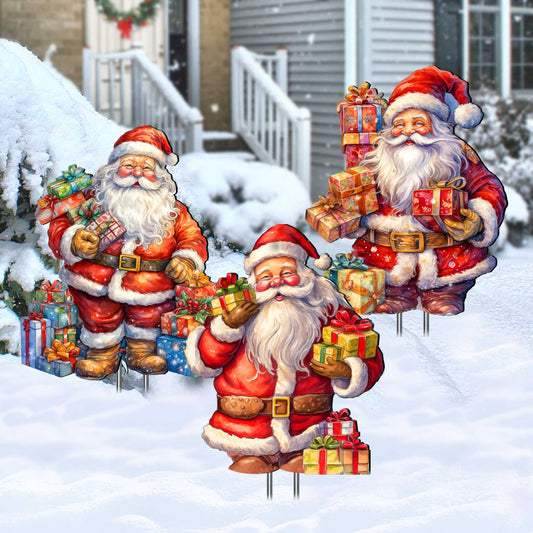 Heartwarming Gifts for All Outdoor Garden Decor Set of 3 by G. Debrekht - Christmas Santa Snowman Decor - 8120130MS3
