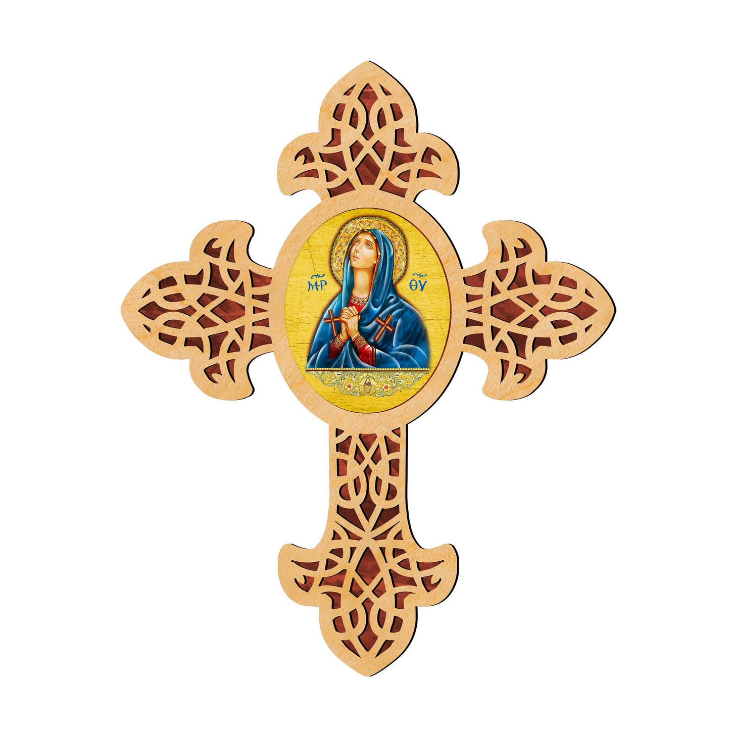 Mary Magdalene Pointy Wooden Cross by Museum Icons - Inspirational Icon Decor - 88314