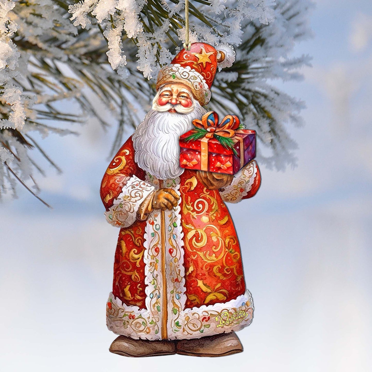 St. Nick's Gift Wooden Ornaments by G. Debrekht - Christmas Santa Snowman Decor - 8691410