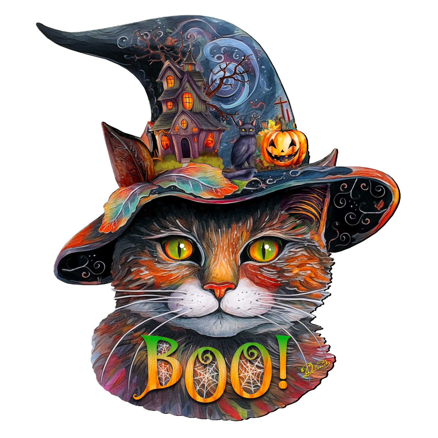 Halloween Cat in a Hat Holiday Door Decor by G. DeBrekht - Halloween Decor - 8652792H
