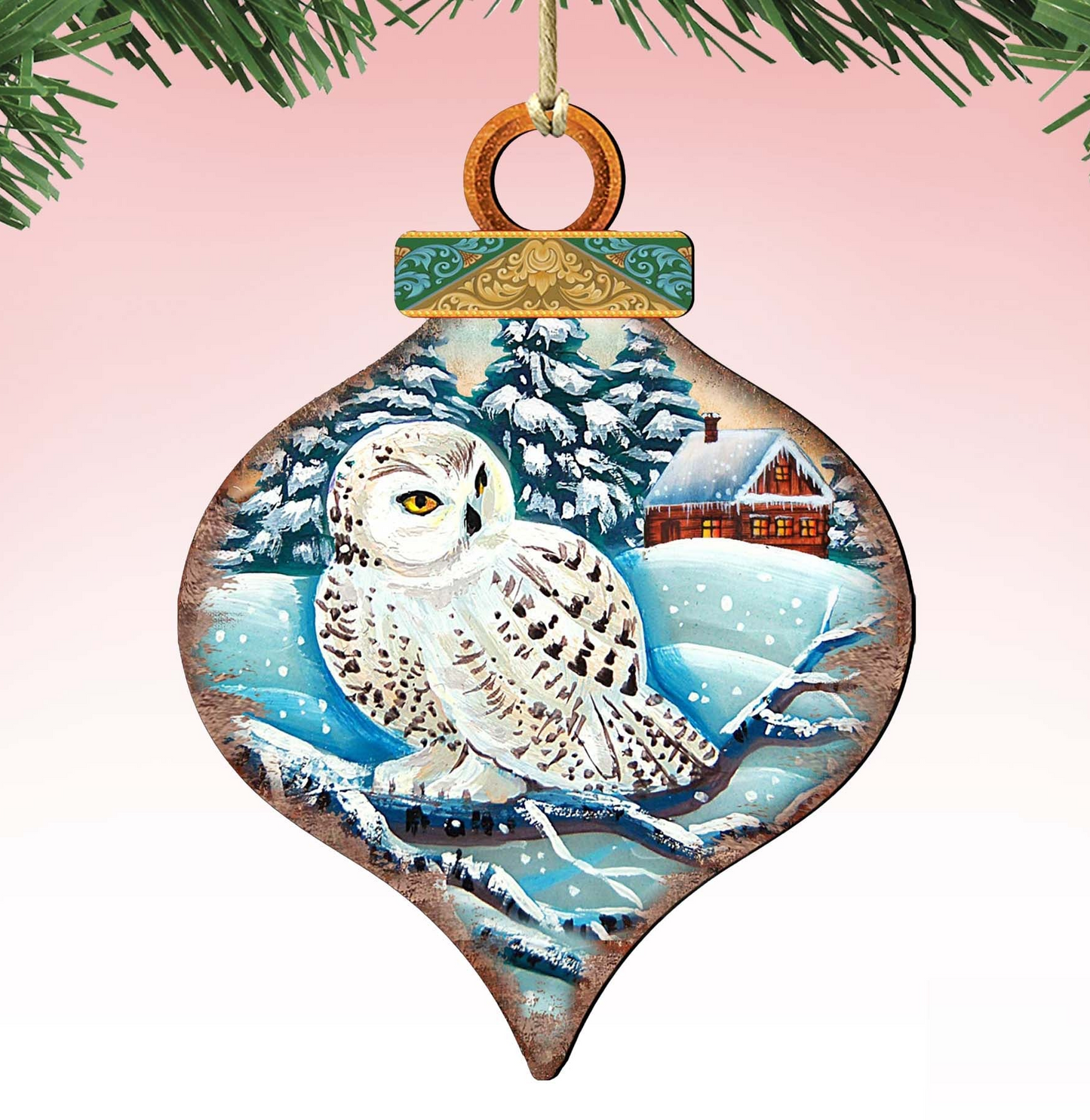 White Owl Drop Wooden Ornaments by G. DeBrekht - Wildlife Holiday Decor - 8035213