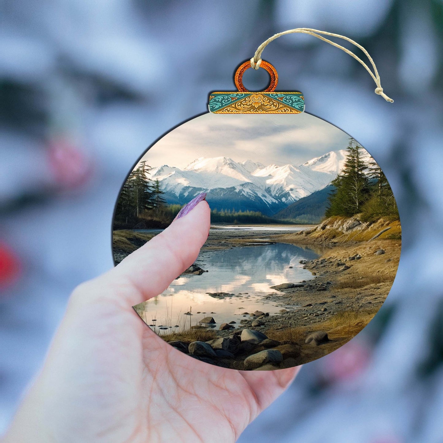 The Majesty of Alaskan Wilderness Wooden Ornaments by G.Debrekht - Wildlife Holiday Decor - 870074