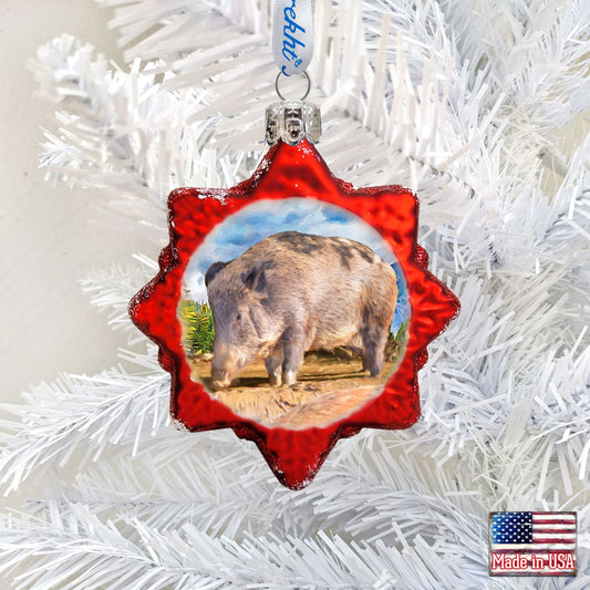 Wild Boar Mercury Glass Ornament by G. DeBrekht - Wildlife Holiday Decor - 775489