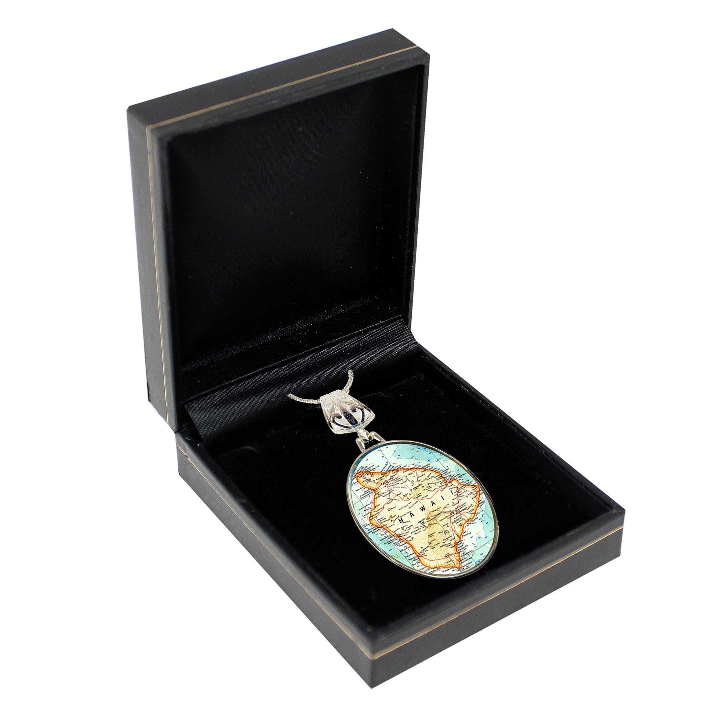 Hawaii Silver-Plated Mother of Pearl Jewelry Pendant Necklace - 44057