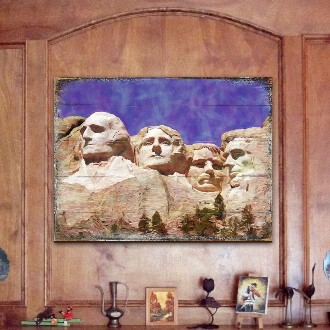 Amarante Mount Rushmore Wooden Wall Art by Nature Wonders - Nature Wildlife Decor  - 95247B