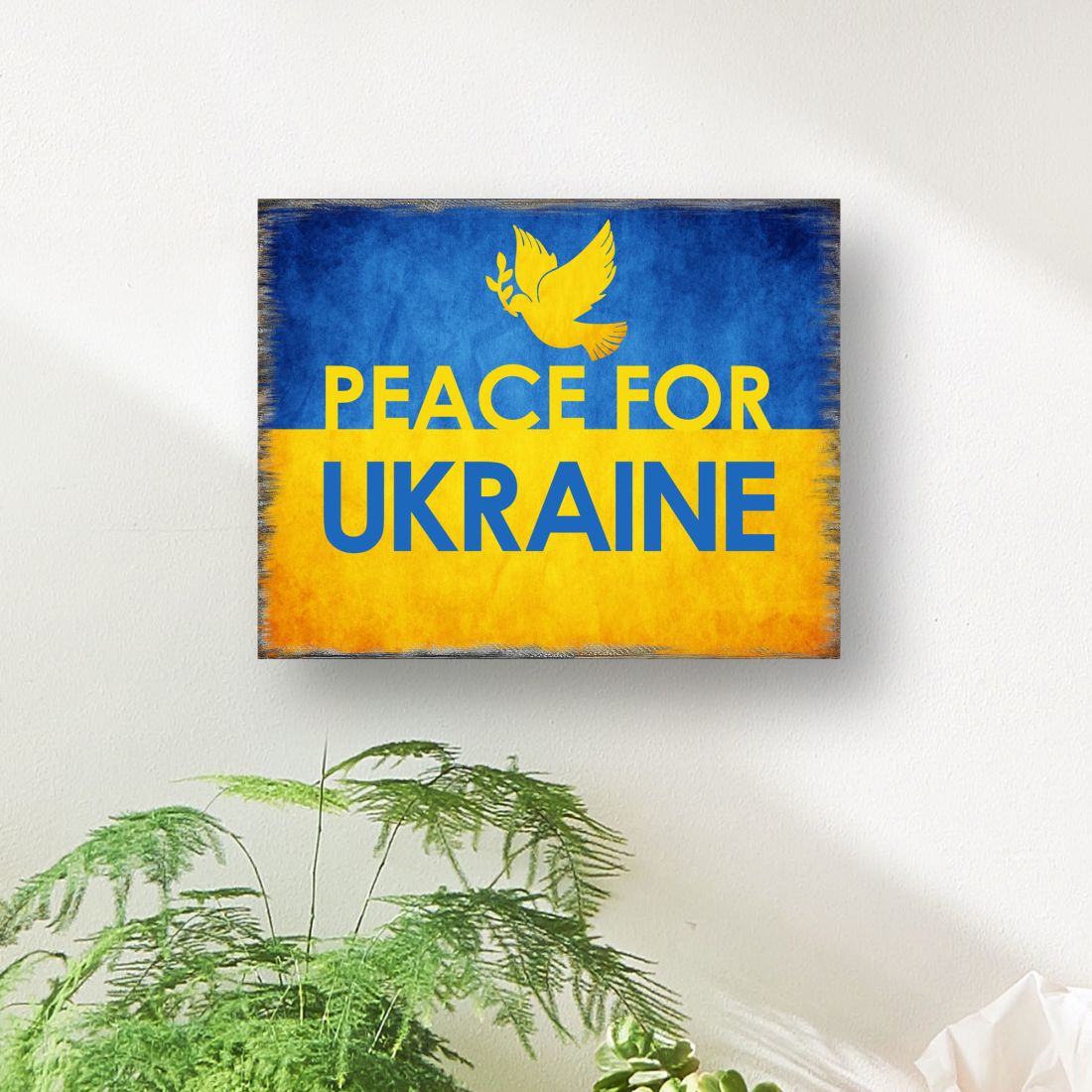 Piece for Ukraine Wooden Wall Art - International Decor - 95122B