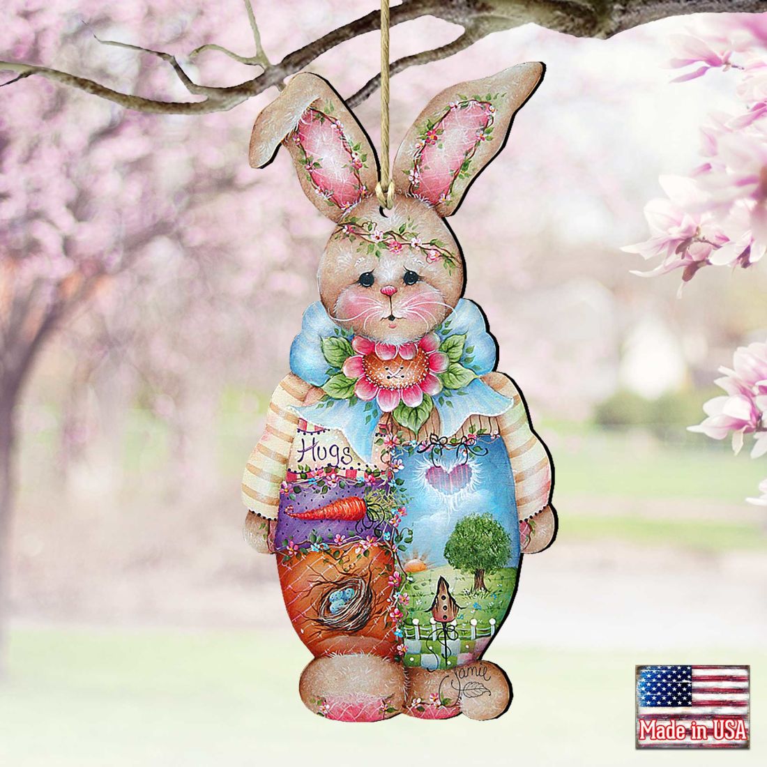 Bella Bunny Wooden Ornaments Easter by Jamie Mills-Price - Easter Spring Decor - 8457601