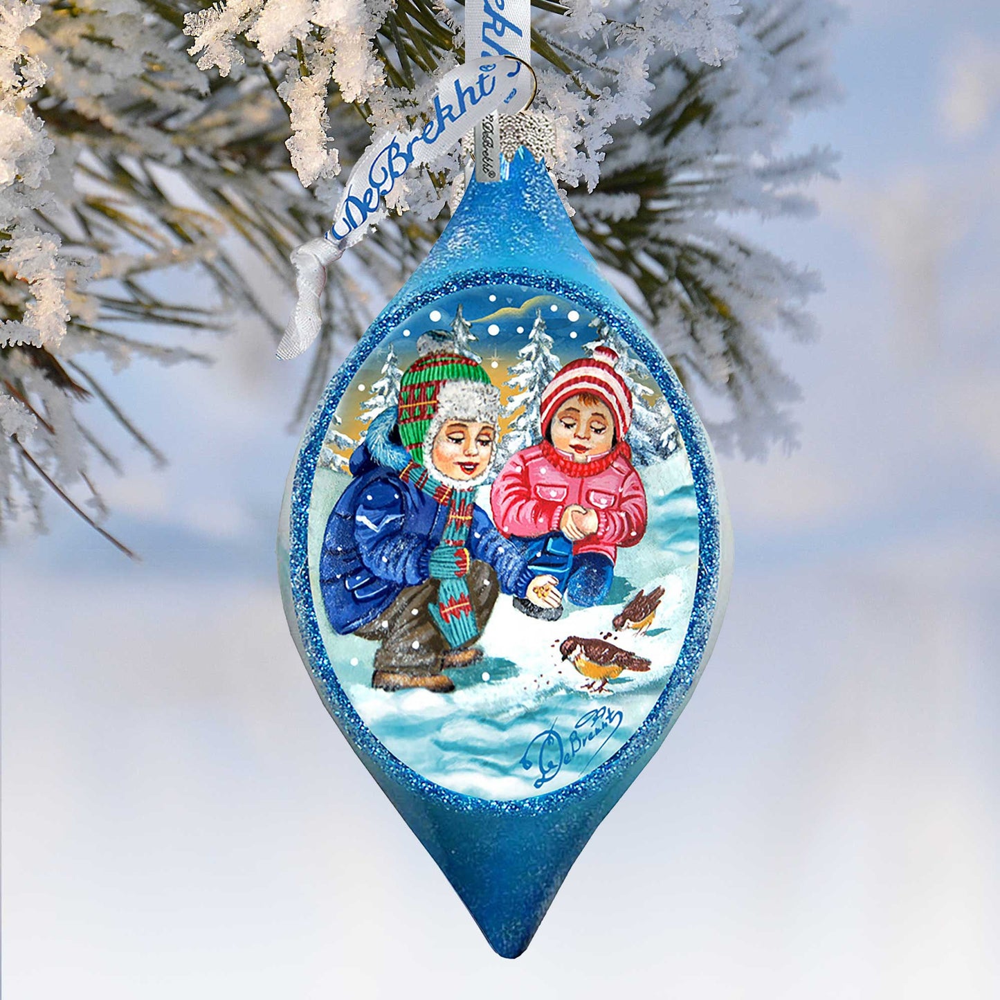 Feeding the Bird Glass Ornament by G. DeBrekht - 757-039