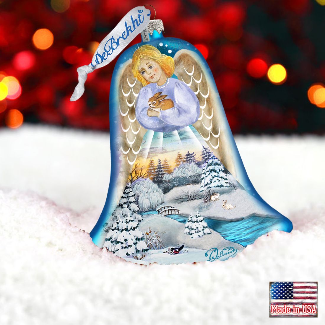 Angel Bell Glass Ornament by G. DeBrekht - Nativity Holiday Decor - 73161