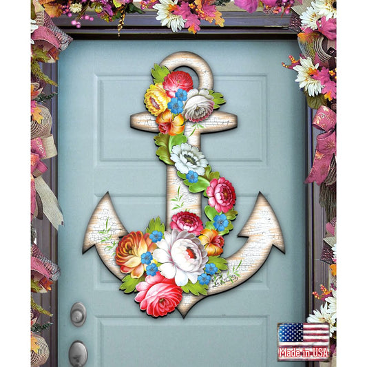 Vintage Floral Heart Coastal Door by G. DeBrekht - Coastal Holiday Decor - 8198521-4H