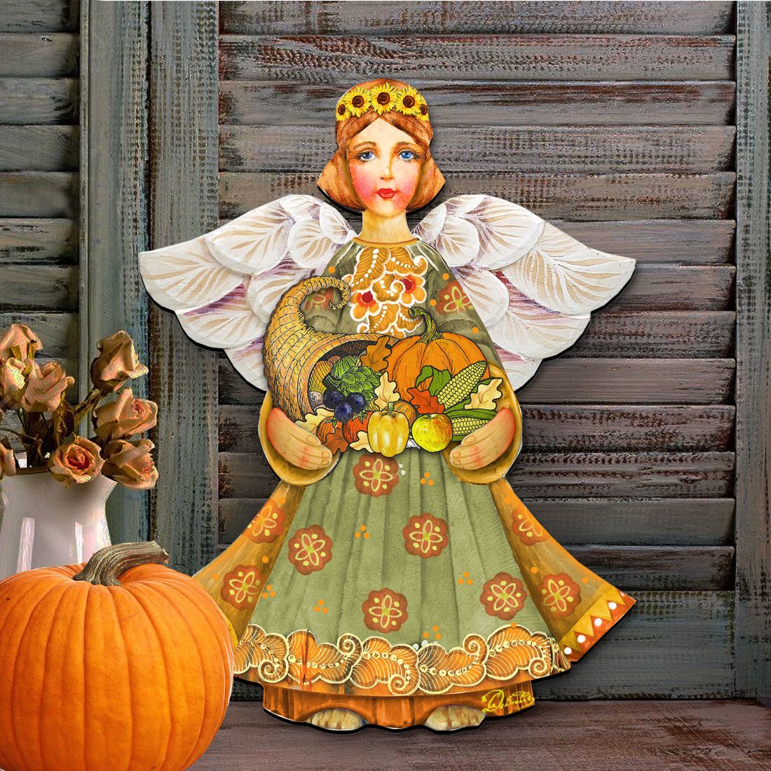 Fall Angel Thanksgiving Halloween Door Decor by G. DeBrekht - Thanksgiving Halloween Decor - 8155232H