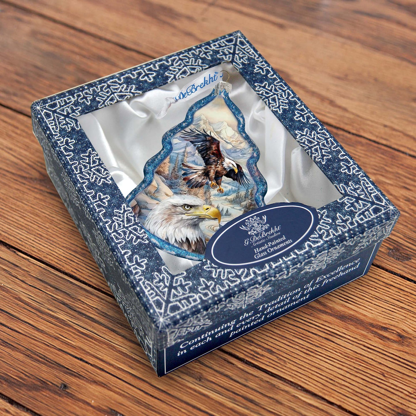 The Land of the Free - American Eagle Tree Glass Ornament by G. Debrekht - Christmas Decor - 762-031