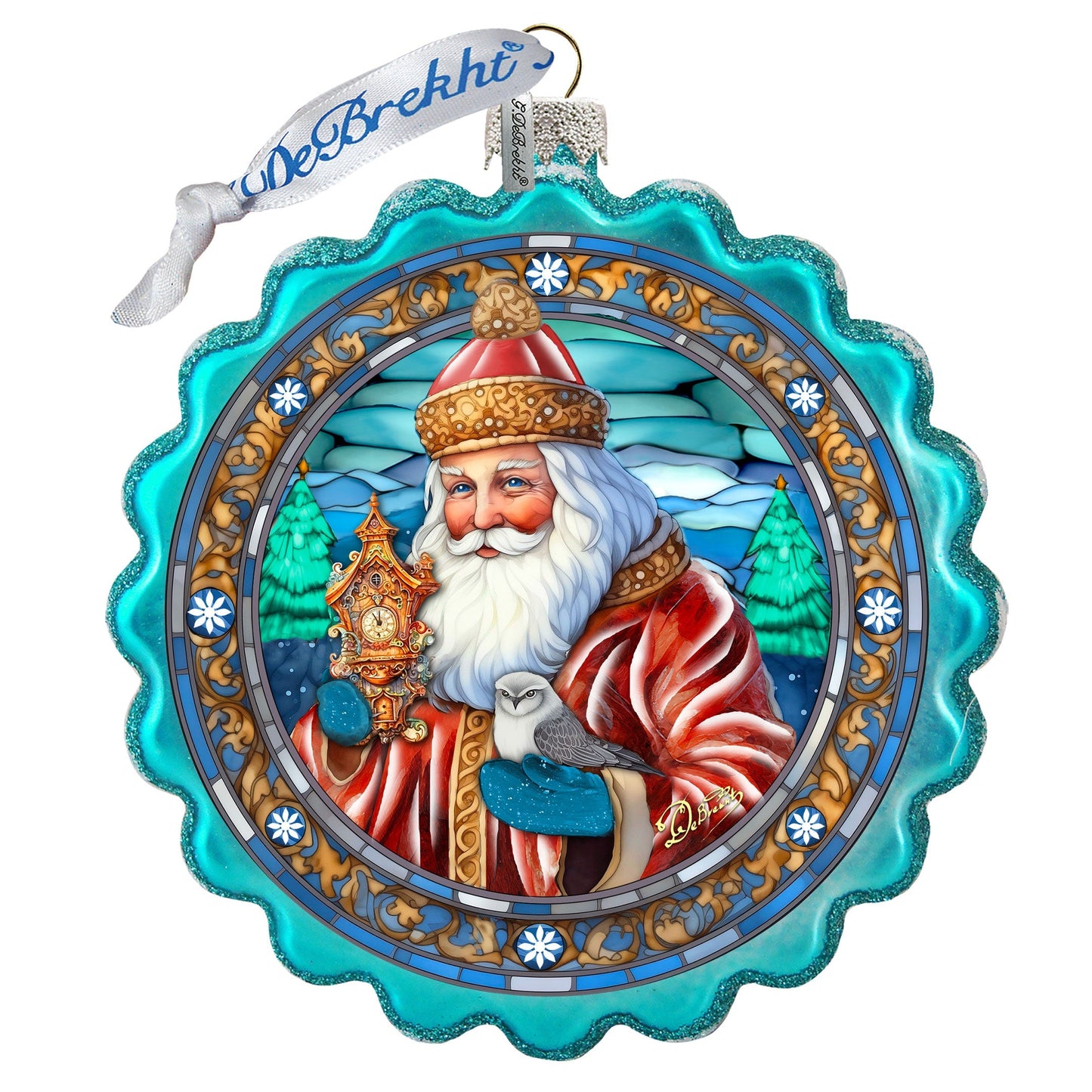 Forest Christmas Wreath Glass Ornament by G. Debrekht - Christmas Holiday Decor - 759-063