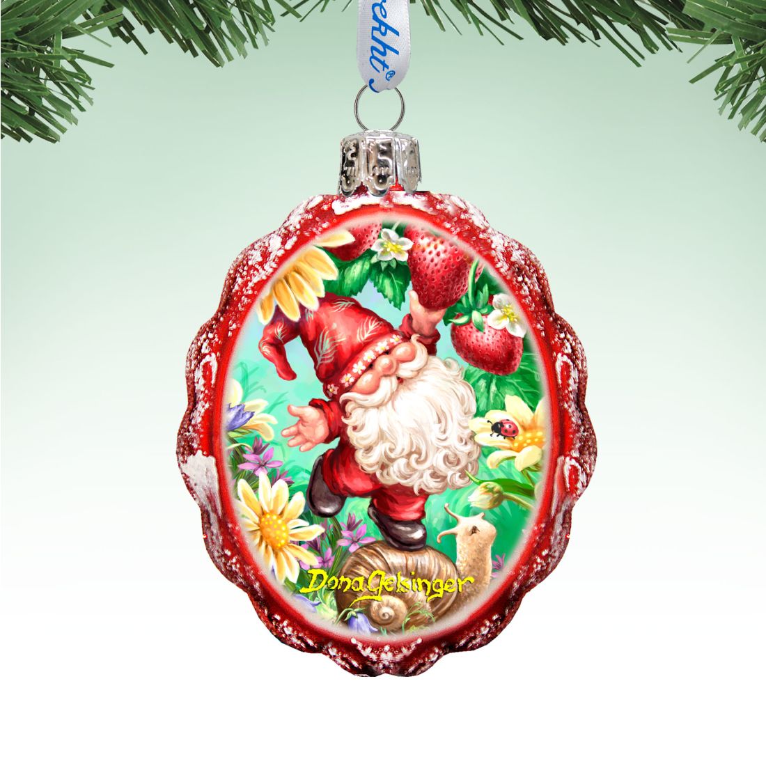 Sweet Summer Gnome Dwarf Mercury Glass Ornament by D. Gelsinger - Christmas Decor - 778106-DG
