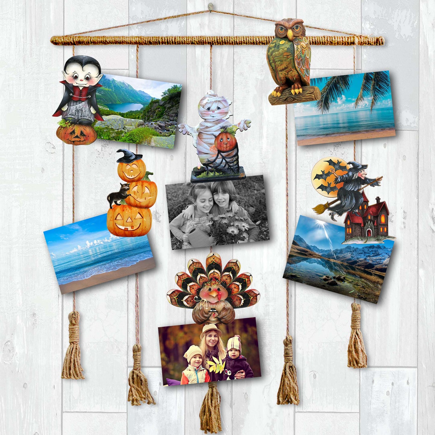 Happy Halloween Decorative Wooden Clip-on Ornaments Set of 6 by Jamie Mills-Price and G. Debrekht - Halloween Decor - 8090135C-S6