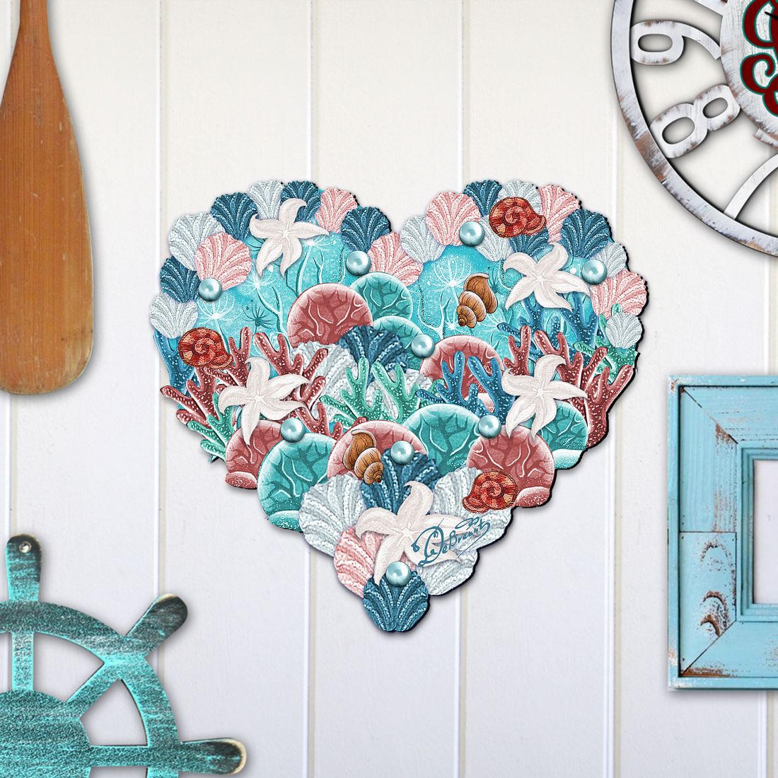 Coastal Heart Door Decor by G. DeBrekht - Coastal Holiday Decor - 8198737H