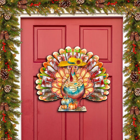 Thanksgiving Turkey Holiday Door Decor  by G. Debrekht - Thanksgiving Halloween Decor  - 8611055H