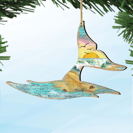 Whales Tale Wooden Ornaments by G. DeBrekht - Coastal Holiday Decor - 8198535
