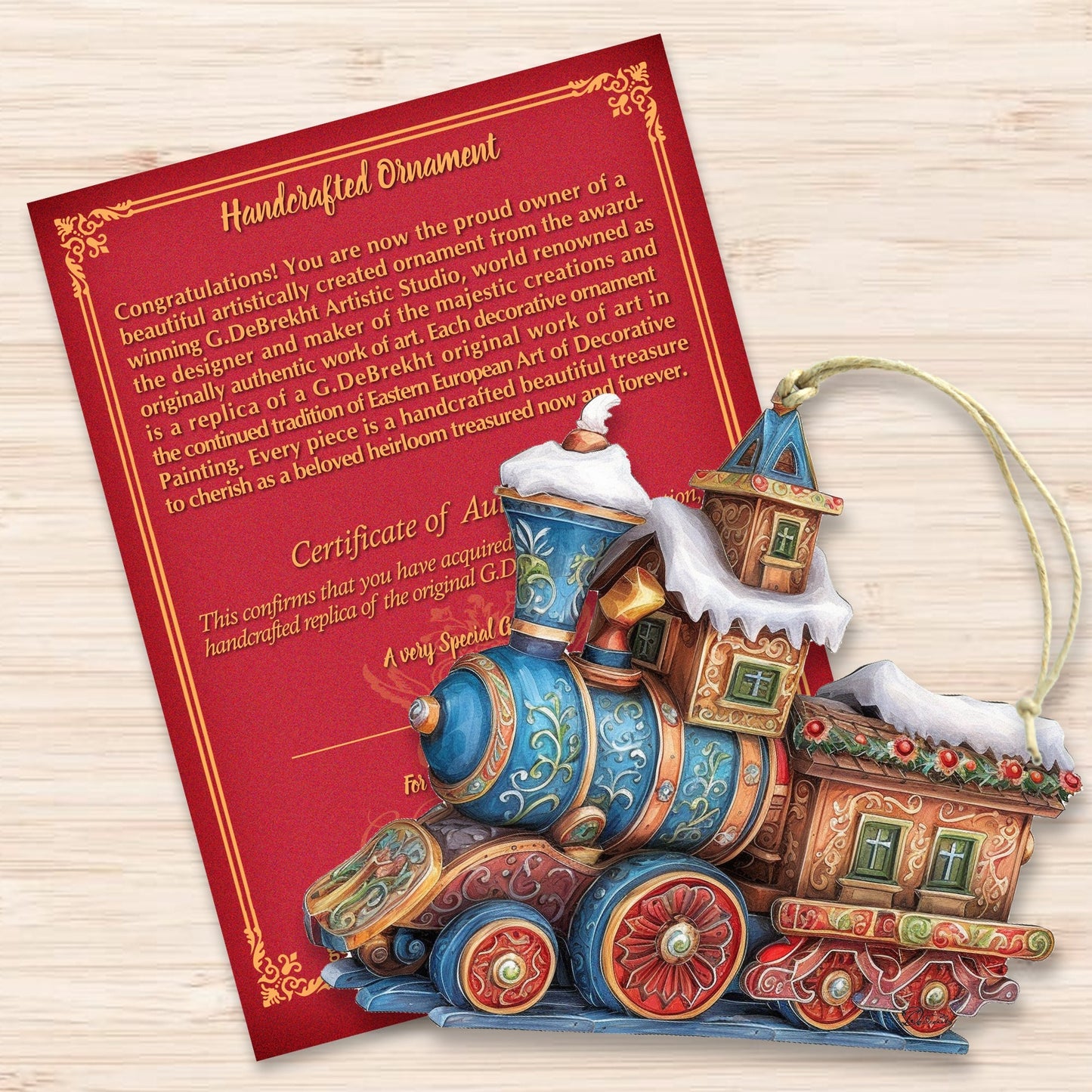 Christmas Train Wooden Ornaments by G. Debrekht - Christmas Decor - 8100198-1