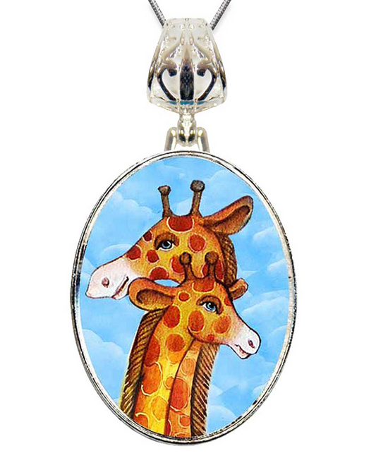 Giraffe Silver Plated Mother of Pearl Jewelry Necklace - 44018