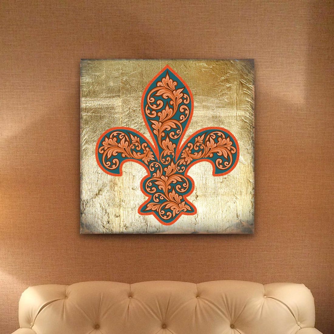 Cross Fleur de Lis Wooden Gold Plated Wall Art by Museum Icon - Celtic Decor - 850442-16