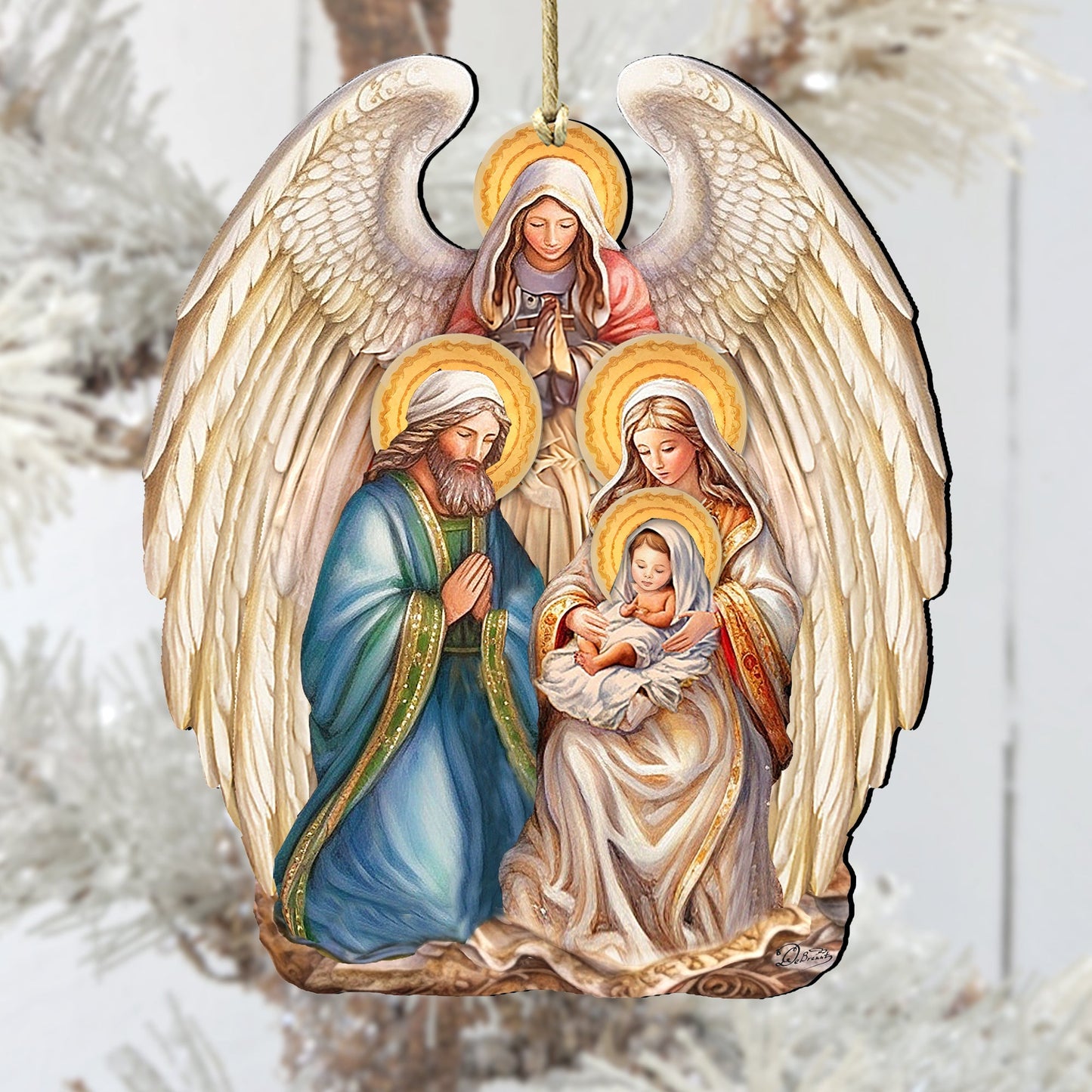 Nativity with Angel Wooden Ornaments by G. DeBrekht Christmas Decor - 8611056