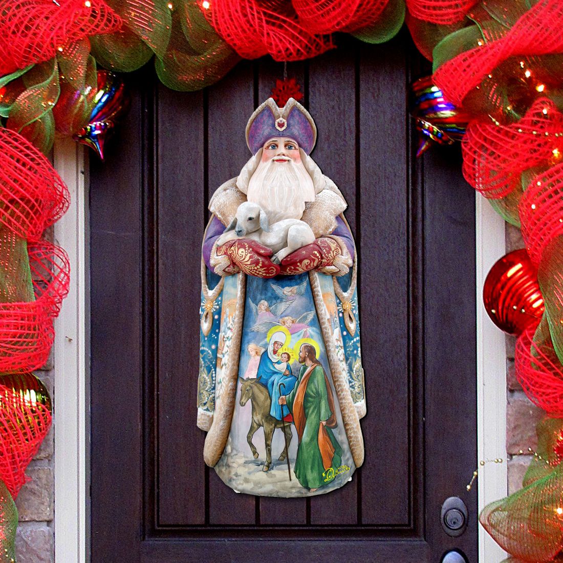 Santa And the Guardian Angels Door Decor by G. DeBrekht - Christmas Decor - 811832H