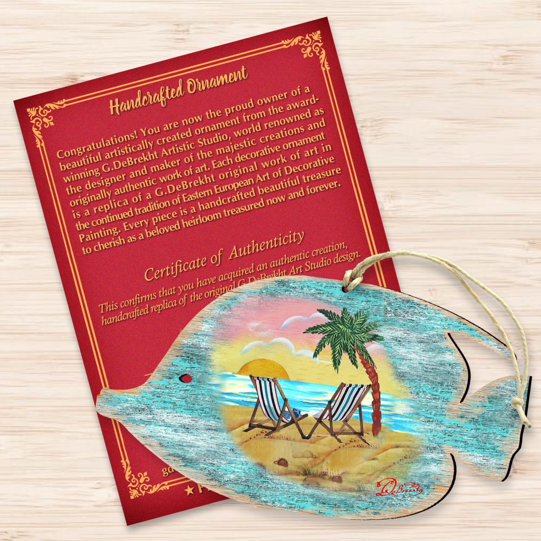 Rustic Tropical Fish Wooden Ornaments by G. DeBrekht - Coastal Holiday Decor - 8198527-2