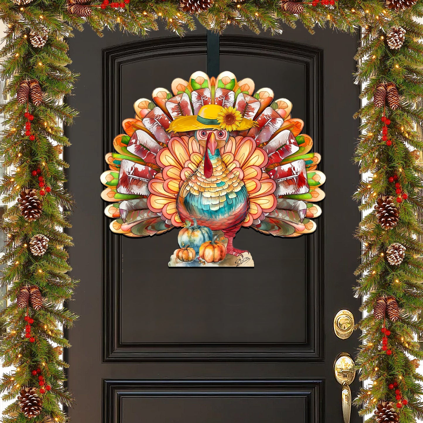 Thanksgiving Turkey Holiday Door Decor  by G. Debrekht - Thanksgiving Halloween Decor  - 8611055H
