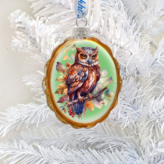 Brown Owl Mercury Glass Ornaments by G. Debrekht - Wildlife Holiday Decor - 776001