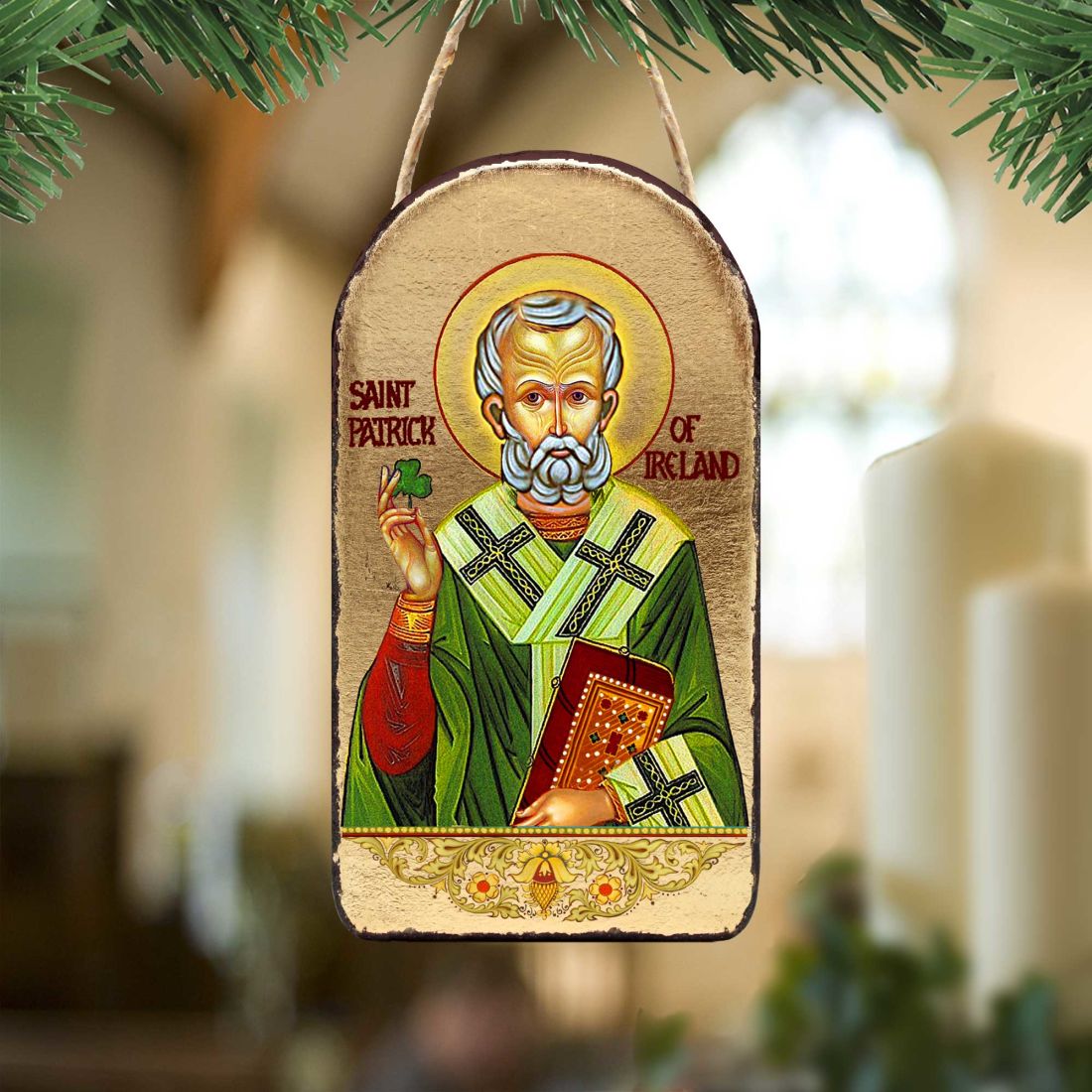 Saint Patrick Religious Celtic Sacred Icon Ornament - Celtic Decor - 87060