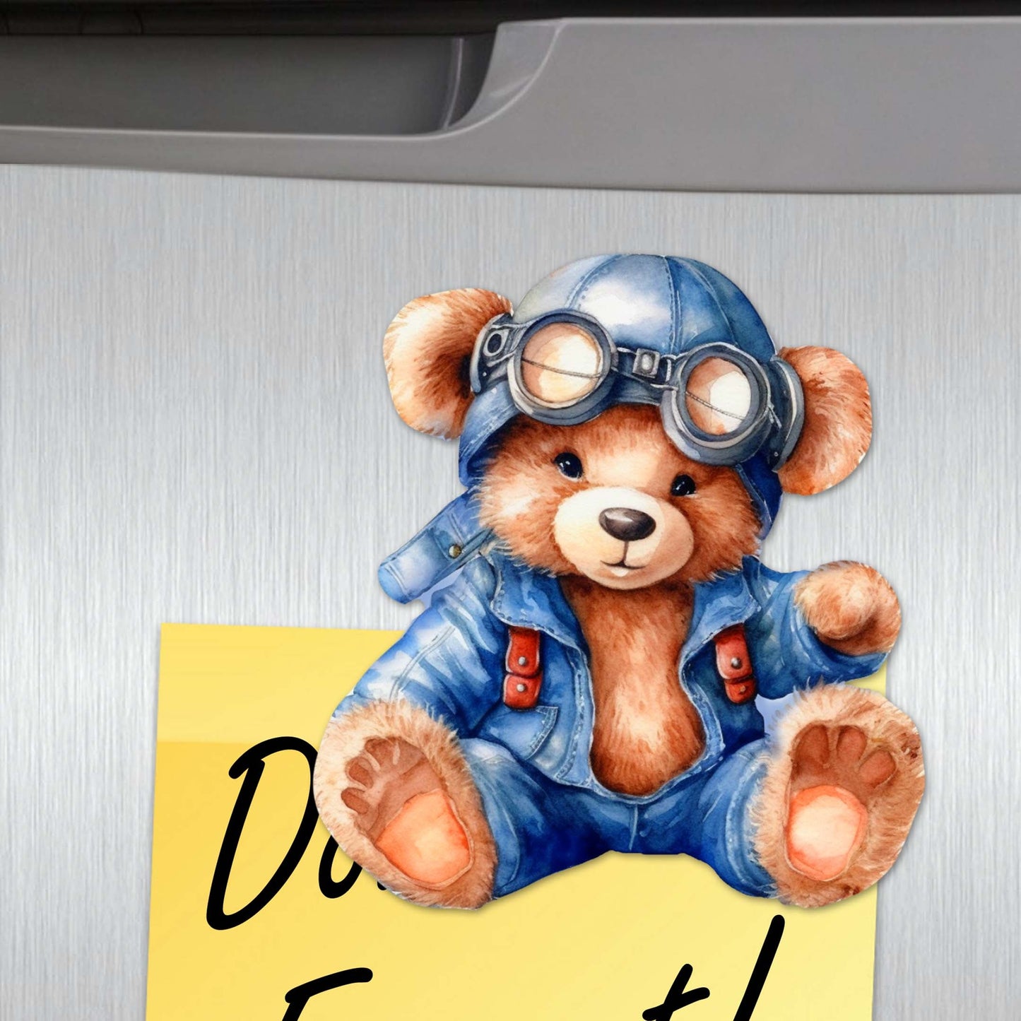 Aviator Teddy Bear Decorative Wooden Magnets Set of 6 by G. Debrekht - Christmas Decor - 8090010G-S6